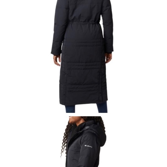 Woman’s long black Columbia winter jacket size LG - Picture 2 of 14